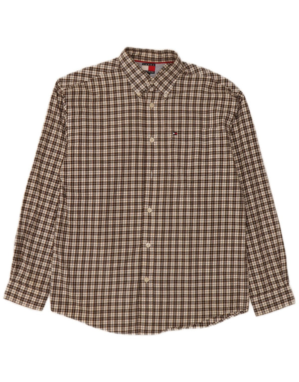 Tommy Hilfiger Boys Flannel πουκάμισο 13-14 ετών Μεγάλο καφέ βαμβακερό