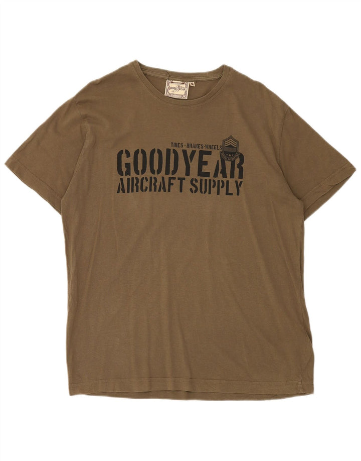 GOOD YEAR Ανδρικό γραφικό T-Shirt Top Medium Khaki Cotton