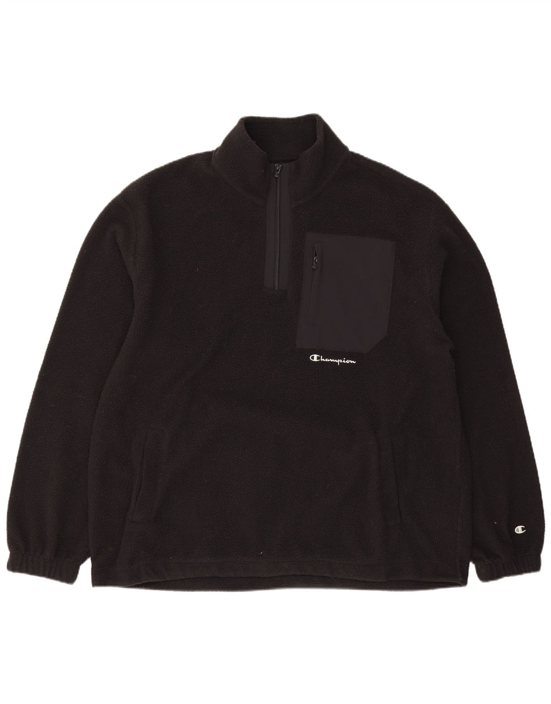 Champion Ανδρικό φερμουάρ Fleece Jumper Μεγάλος Μαύρος Πολυεστέρας