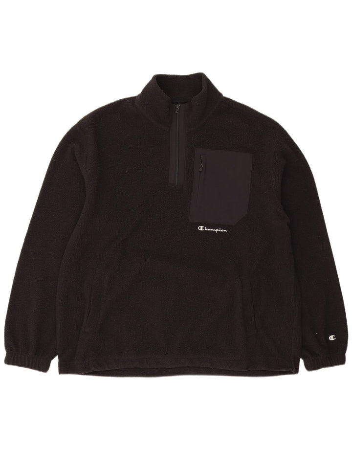 Champion Ανδρικό φερμουάρ Fleece Jumper Μεγάλος Μαύρος Πολυεστέρας