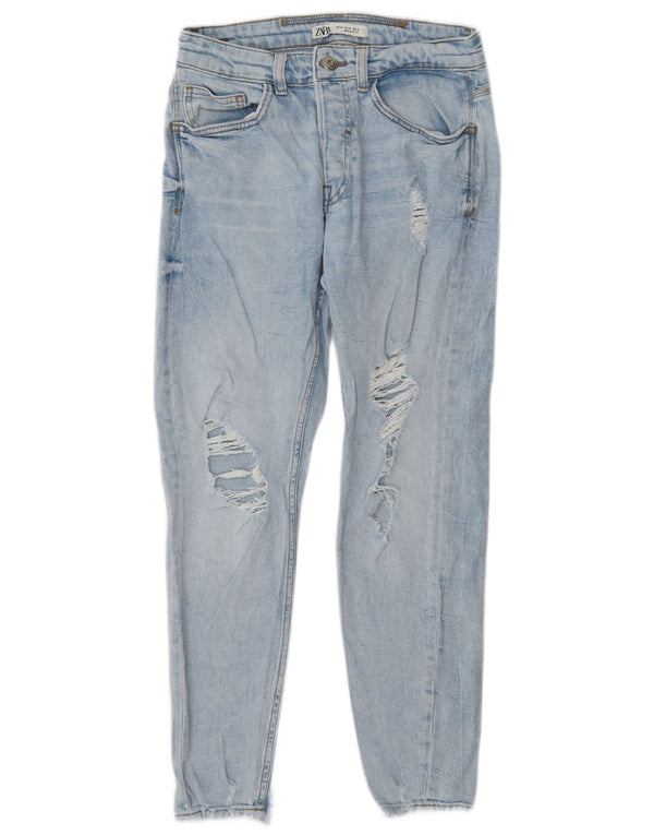 Zara Mens Distressed Slim Jeans EU 38 Small W30 L27 Blue