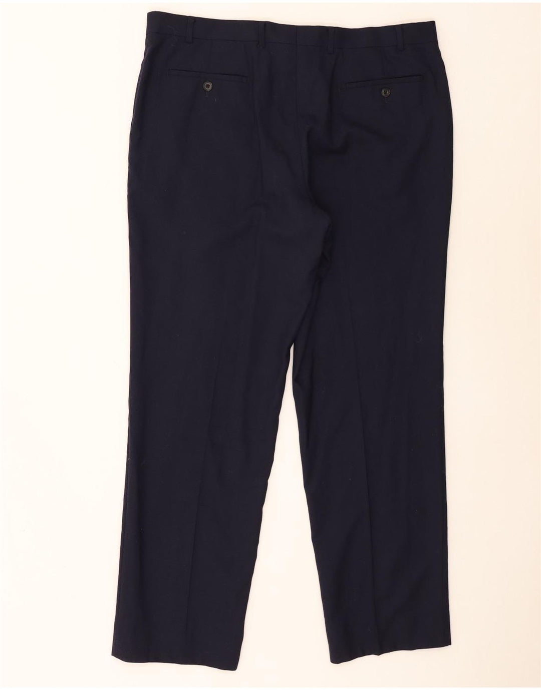 Ανδρικό παντελόνι με κανονική εφαρμογή Marks & Spencer W38 L31 Navy Blue Wool