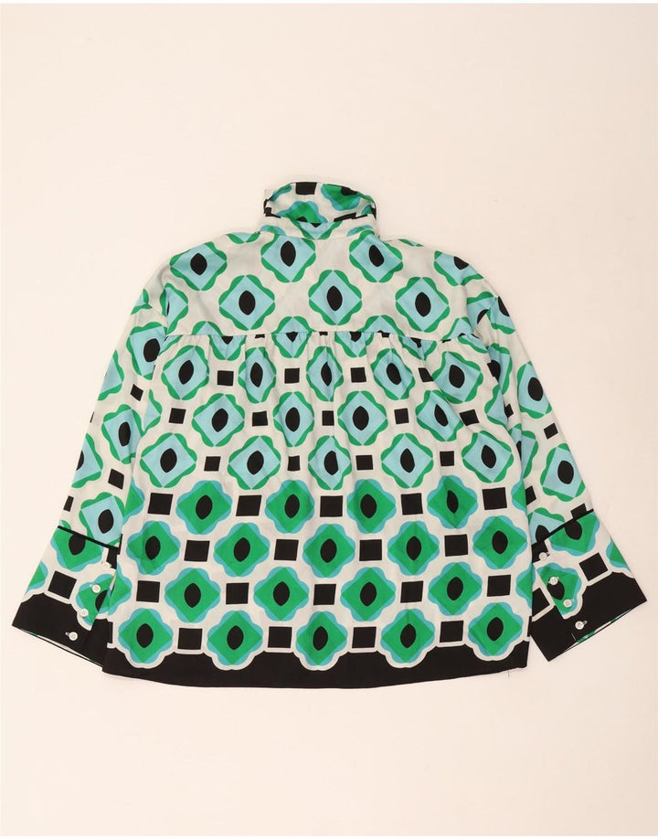 Zara Γυναικείο πουκάμισο Oversized Μπλούζα UK 6 XS Green Geometric Polyester