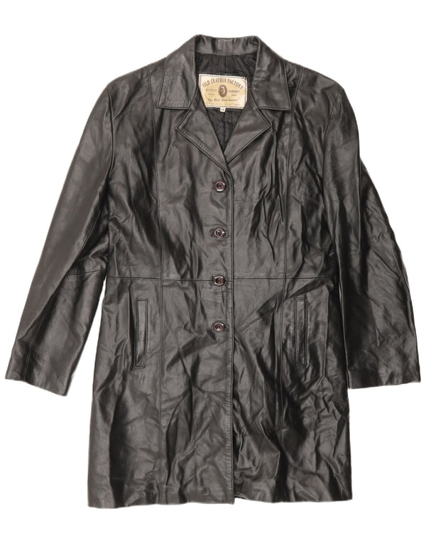 VINTAGE Γυναικείο Δερμάτινο Παλτό IT 48 XL Μαύρο Δερμάτινο