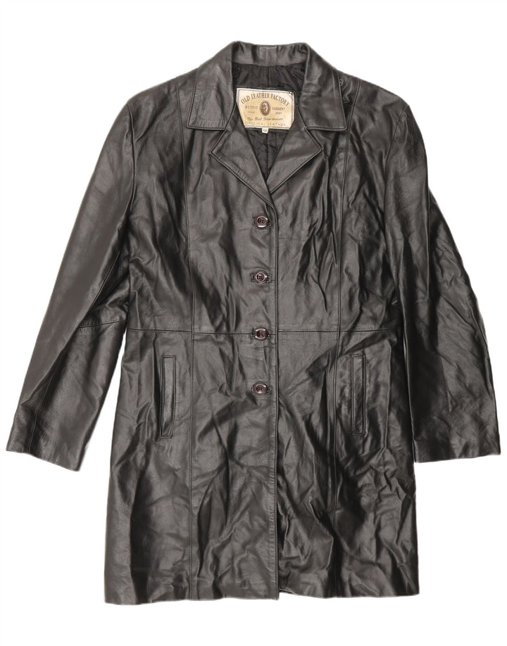 VINTAGE Γυναικείο Δερμάτινο Παλτό IT 48 XL Μαύρο Δερμάτινο