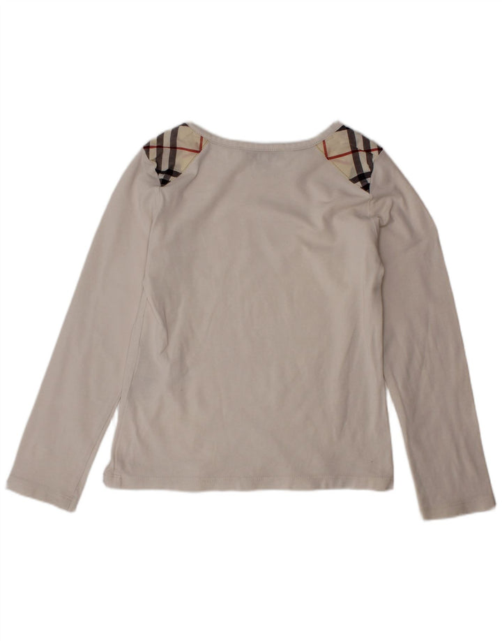 BURBERRY Girls Top Μακρυμάνικο 5-6 ετών Λευκό Check
