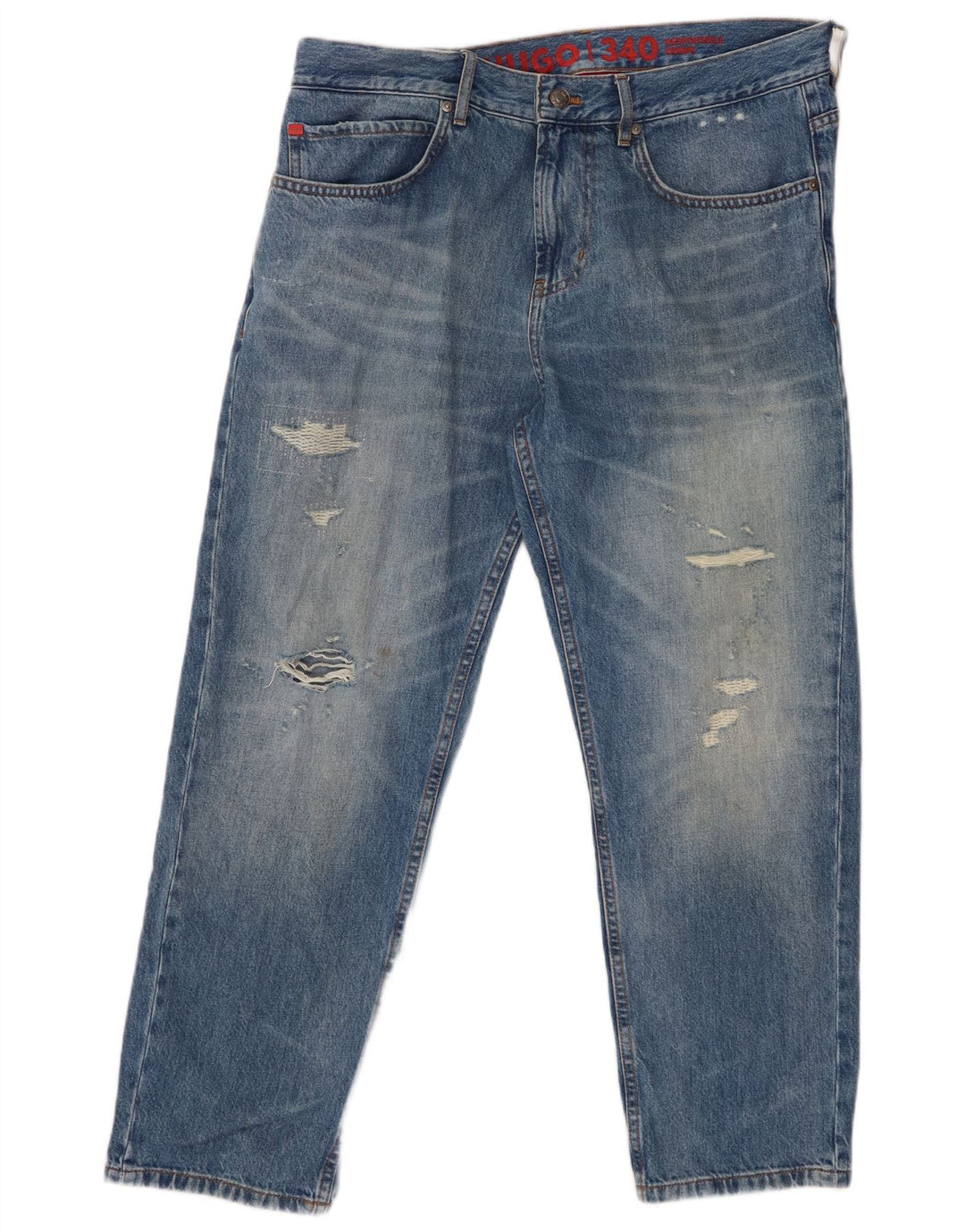 Ανδρικό τζιν HUGO BOSS Distressed Straight W34 L27 Μπλε βαμβακερό