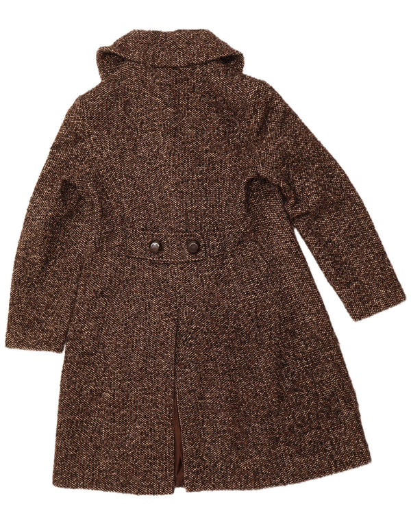 LAURA ASHLEY Womens Overcoat UK 16 Large Brown Flecked Wool