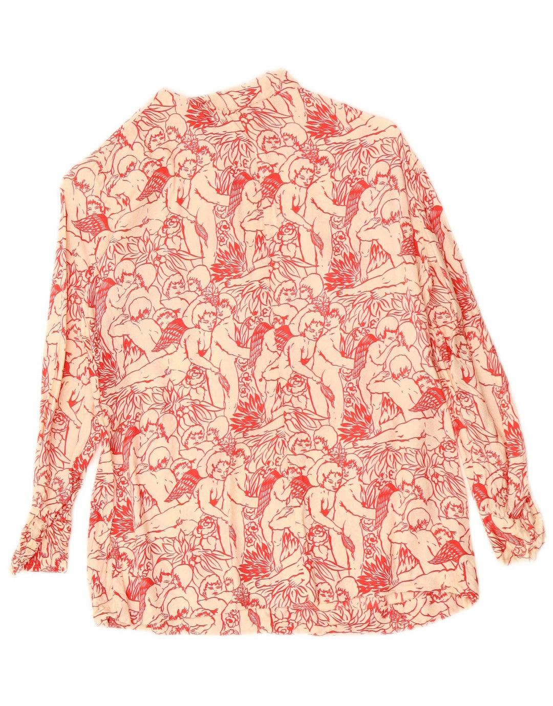 VINTAGE Γυναικείο γραφικό πουκάμισο Μπλούζα UK 12 Medium White