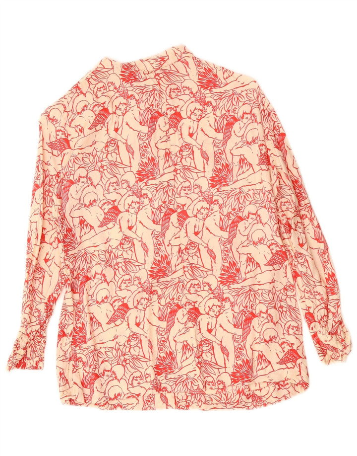 VINTAGE Γυναικείο γραφικό πουκάμισο Μπλούζα UK 12 Medium White