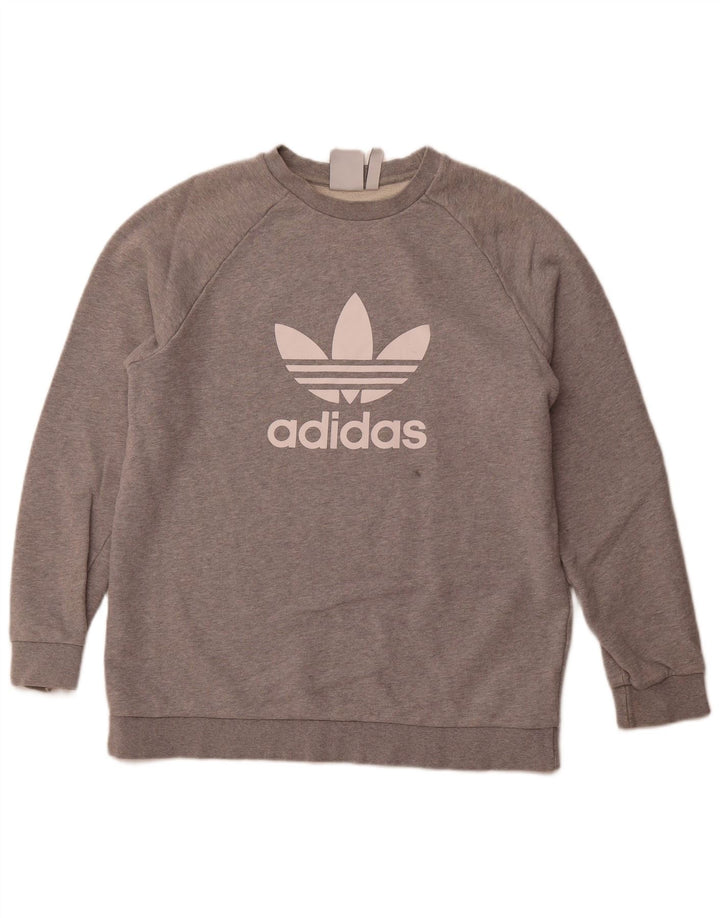 Ανδρικό γραφικό φούτερ ADIDAS Jumper μεγάλο γκρι βαμβακερό