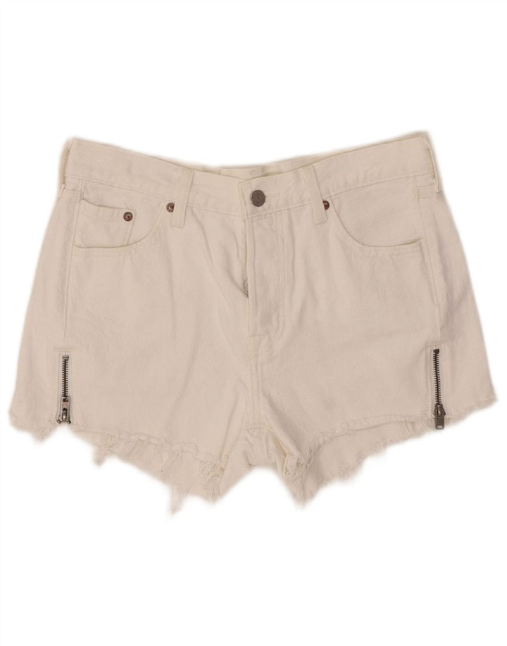 LEVI'S Γυναικείο Σορτς Τζιν 501 W27 Μεσαίο λευκό βαμβακερό