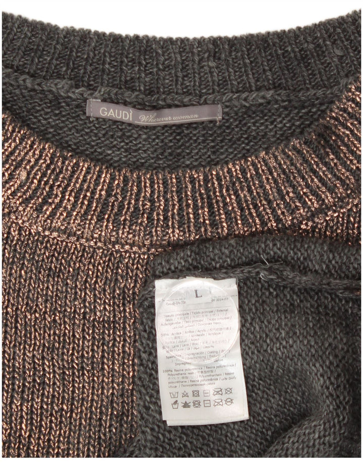 Γυναικείο κοντομάνικο πουλόβερ με λαιμόκοψη Gaudi UK 14 Large Grey