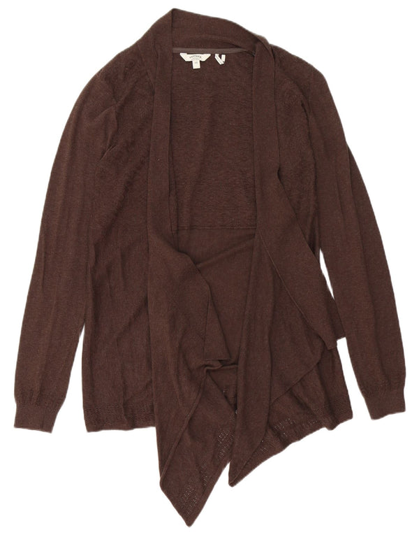 Fat Face Womens Asymmetric Open Cardigan Sweater UK 10 Small Brown Cotton
