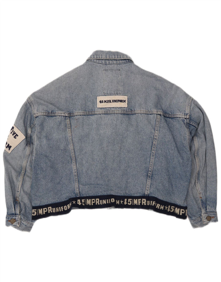 UNIFORM Γυναικείο Crop Graphic Τζιν μπουφάν UK 14 Large Blue