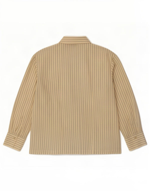 Marks & Spencer Γυναικείο πουκάμισο Wrap Μπλούζα UK 16 Large Beige Pinstripe