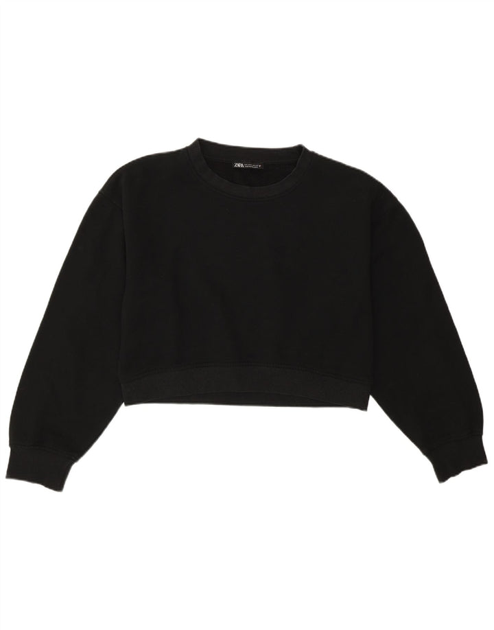 Zara Γυναικεία φούτερ Crop Oversized Jumper UK 10 Small Black Cotton