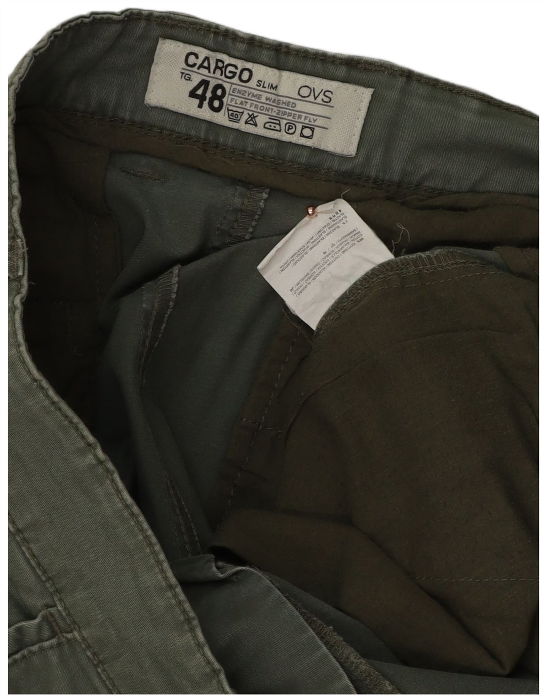 OVS Ανδρικό Slim Cargo Παντελόνι IT 48 Medium W34 L33 Πράσινο Βαμβακερό