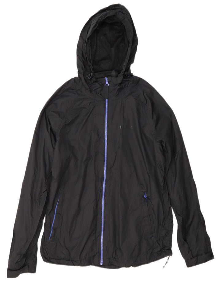 Mountain Warehouse Γυναικείο μπουφάν βροχής με κουκούλα UK 12 Medium Black Nylon