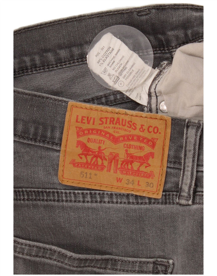Levi's Mens 511 Slim Jeans W34 L30 Γκρι βαμβακερό