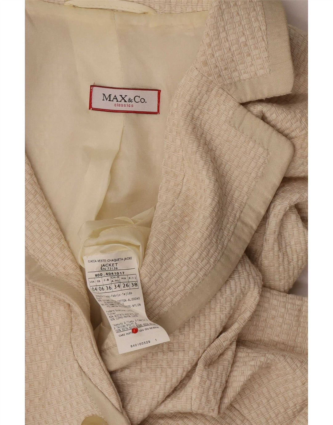 Max & Co. Γυναικείο σακάκι 3 κουμπιών UK 6 XS Μπεζ βαμβακερό