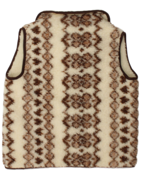 Vintage Γυναικείο Sherpa Gilet IT 48 XL Off White Fair Isle Wool