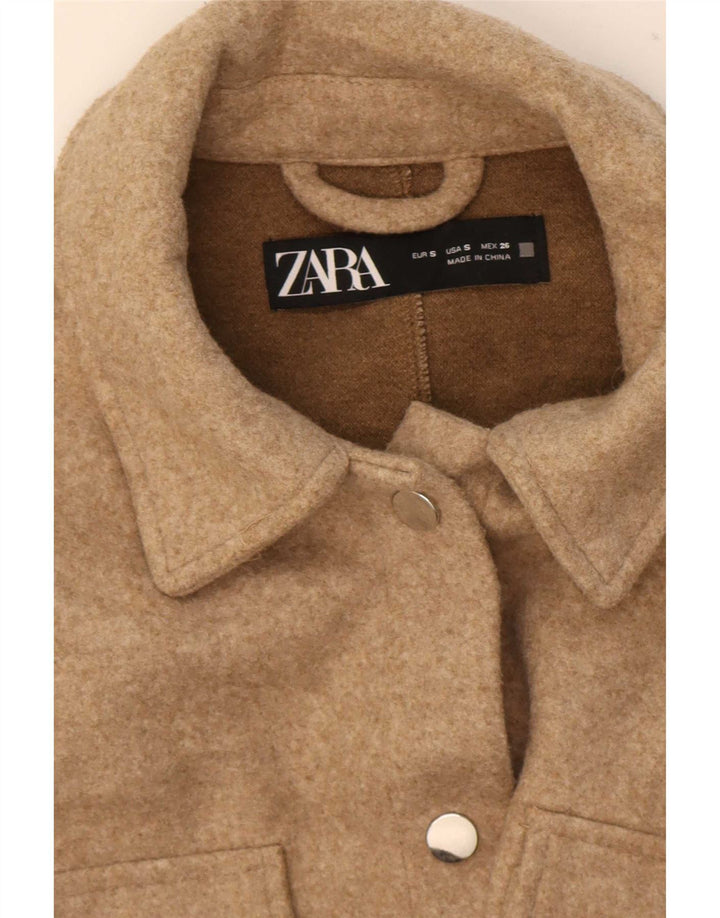 Zara Γυναικείο Shacket Oversized Πουκάμισο UK 10 Small Beige Polyester