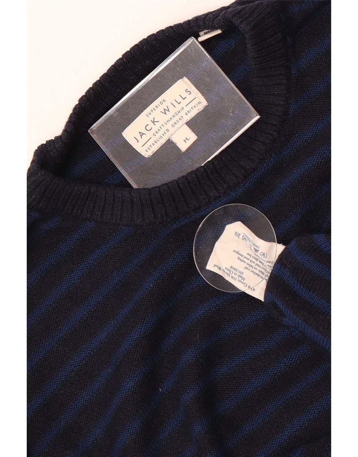 Jack Wills Ανδρικό πουλόβερ με λαιμόκοψη, μεσαίο μπλε ναυτικό, βαμβακερό ριγέ
