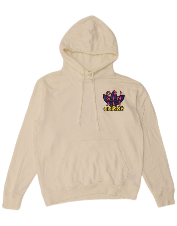 Ανδρικό γραφικό κουκούλα Adidas, μεσαίο λευκό βαμβακερό