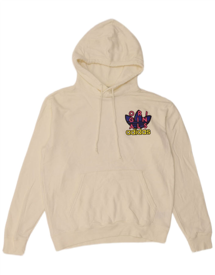 Ανδρικό γραφικό κουκούλα Adidas, μεσαίο λευκό βαμβακερό