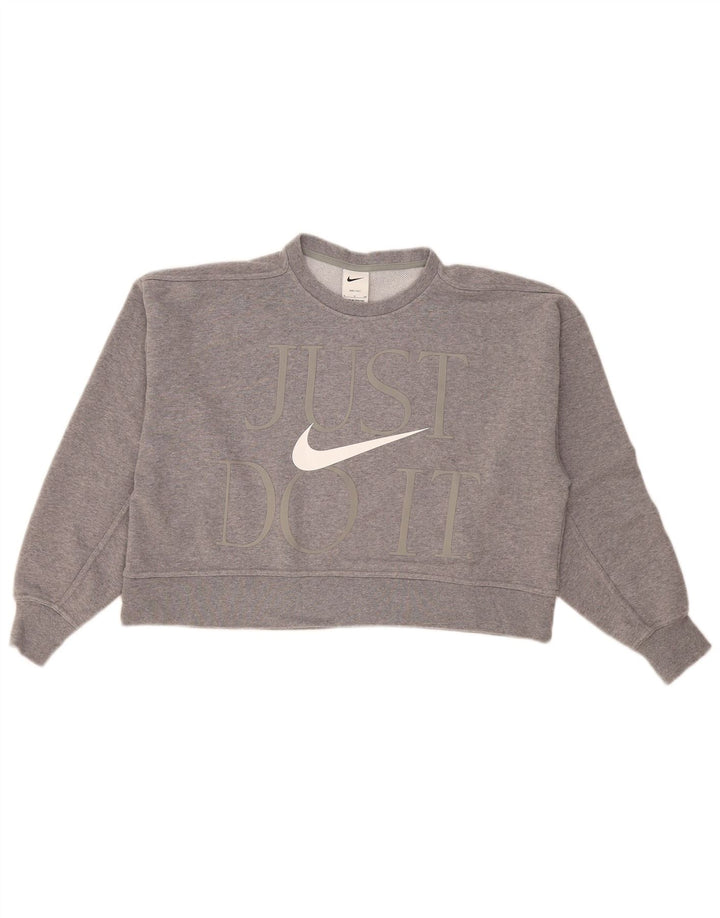Γυναικεία μπλούζα μεγάλου μεγέθους Nike Crop γραφικά, Jumper UK 10 Small Grey