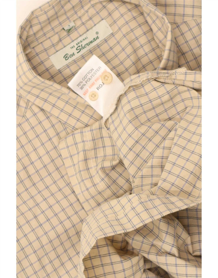 Ανδρικό κοντομάνικο πουκάμισο Ben Sherman, μεσαίο μπεζ από βαμβακερό Gingham