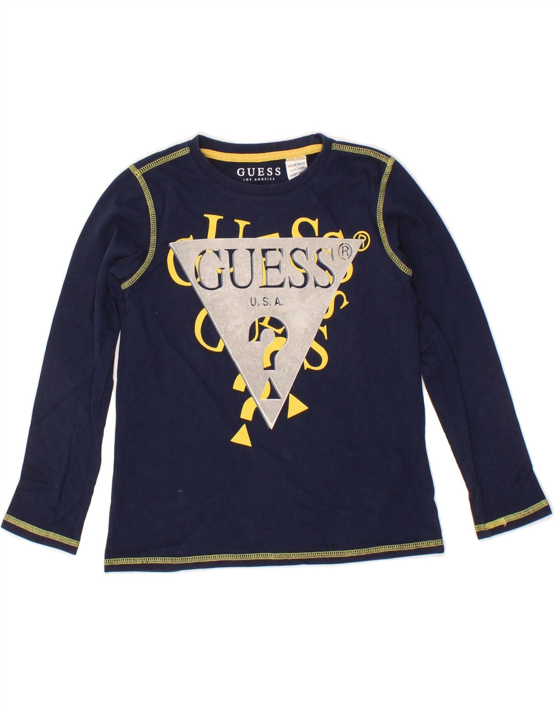 GUESS Boys Graphic Top Long Sleeve 6-7 Years Navy Blue Cotton Vintage Guess and Second-Hand Guess from Messina Hembry 
