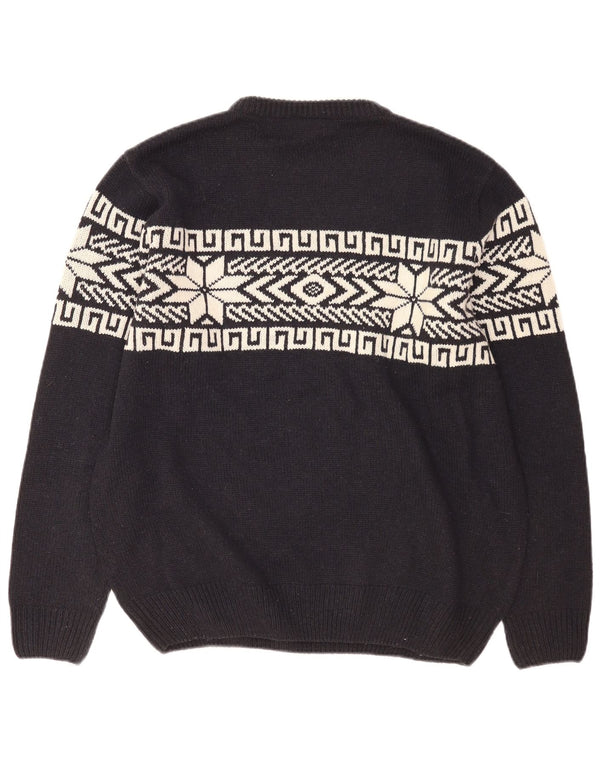 Ανδρικό πουλόβερ Watson's Crew Neck Jumper Large Black Fair Isle Polyacrylic