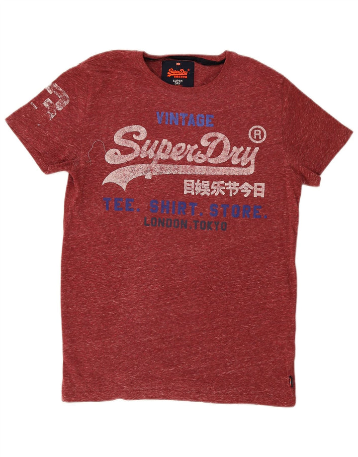 Ανδρικό γραφικό μπλουζάκι Superdry Top Βαμβακερό με μεσαίο κόκκινο χρώμα