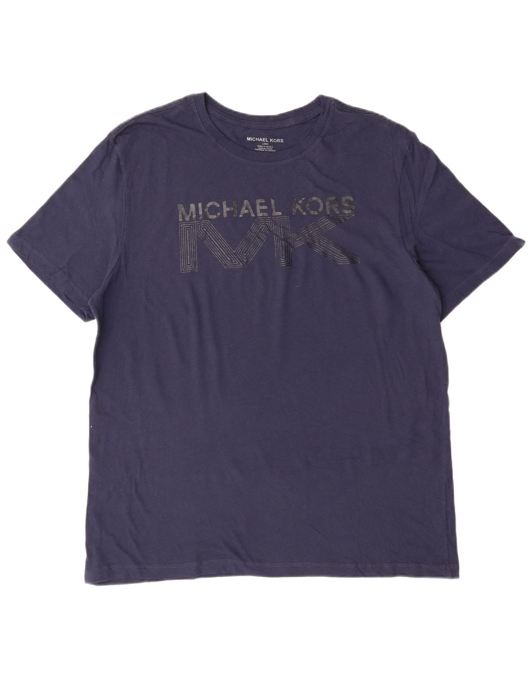 Michael Kors Ανδρικό γραφικό T-Shirt Top Large Navy Blue από βαμβάκι