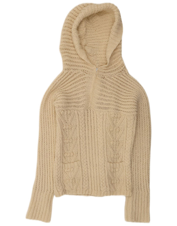 Vintage γυναικείο πουλόβερ με κουκούλα UK 14 Medium Beige