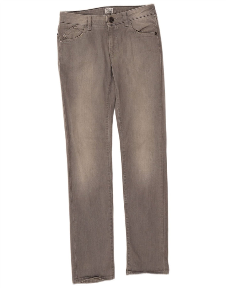 ARMANI JUNIOR Girls Slim Jeans 11-12 ετών W26 L29 Γκρι βαμβακερό