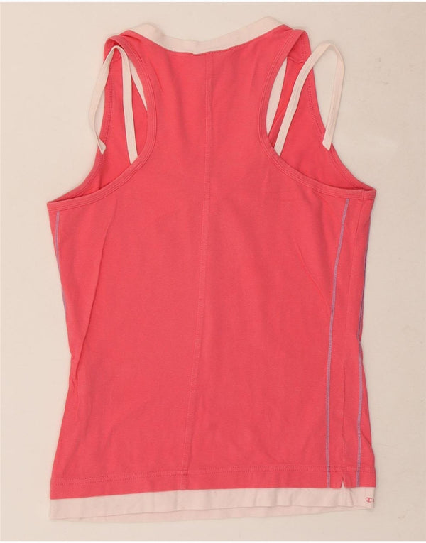 Champion Womens Performance Graphic Vest Top UK 14 Large Pink Colourblock