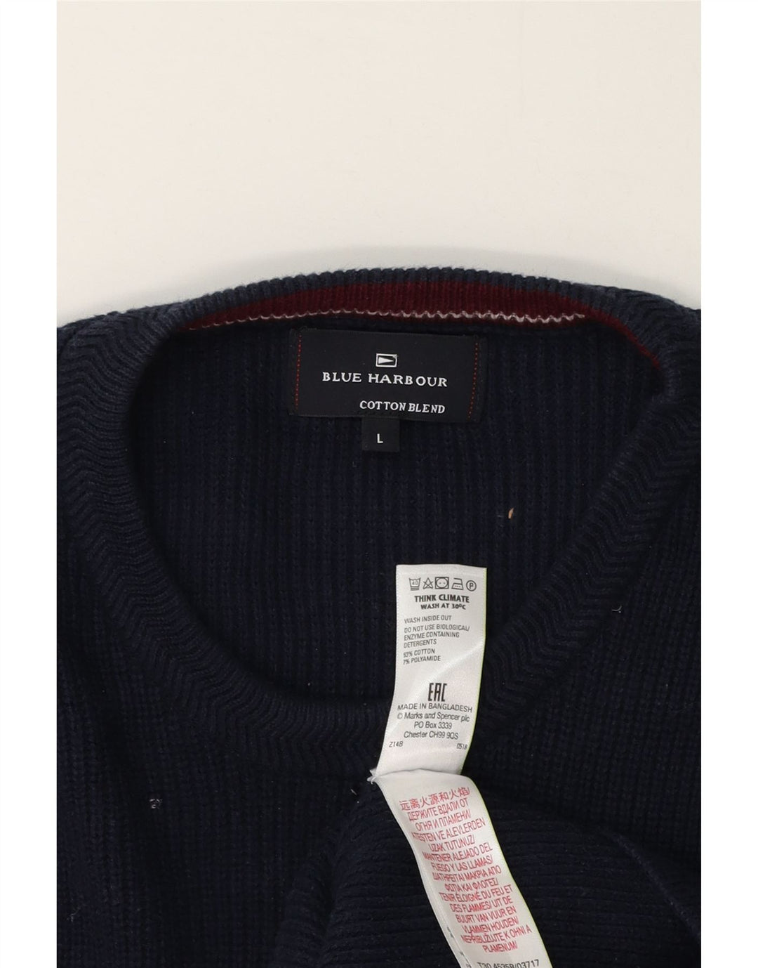 Marks & Spencer Ανδρικό Μπλε πουλόβερ με λαιμόκοψη Harbour Crew με λαιμόκοψη μεγάλο μπλε ναυτικό