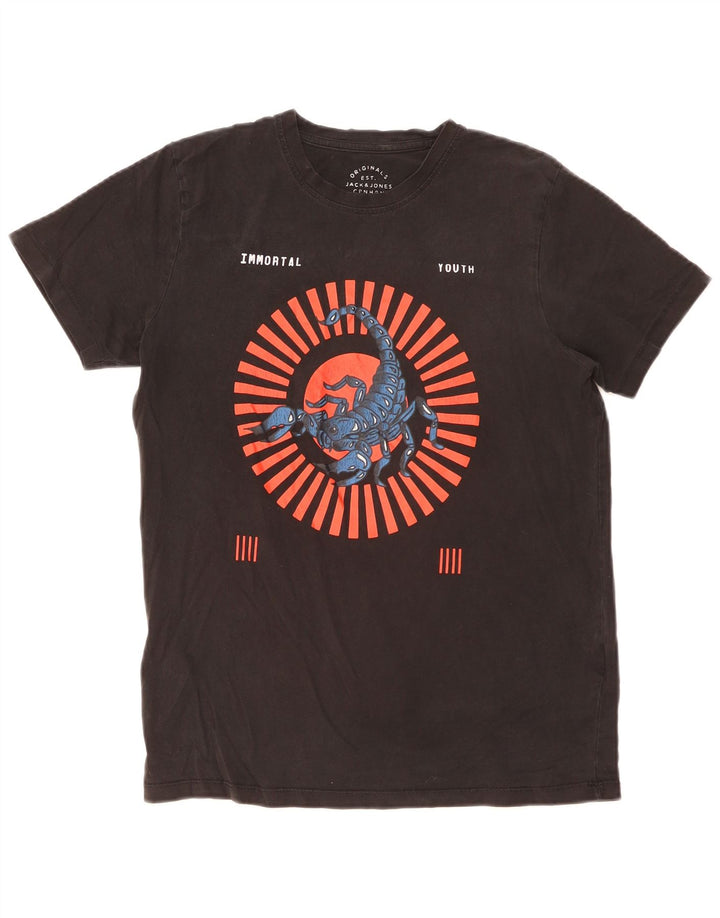 Jack & Jones Ανδρικό γραφικό T-Shirt Top Μεσαίο μαύρο βαμβακερό