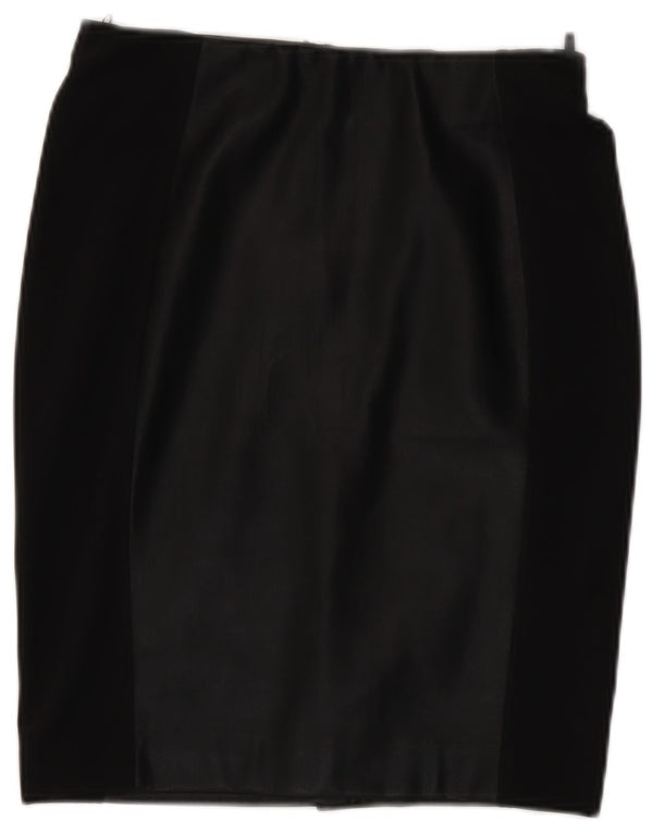 Γυναικεία Benetton Faux Leather Pencil Φούστα Small W27 Black Colourblock