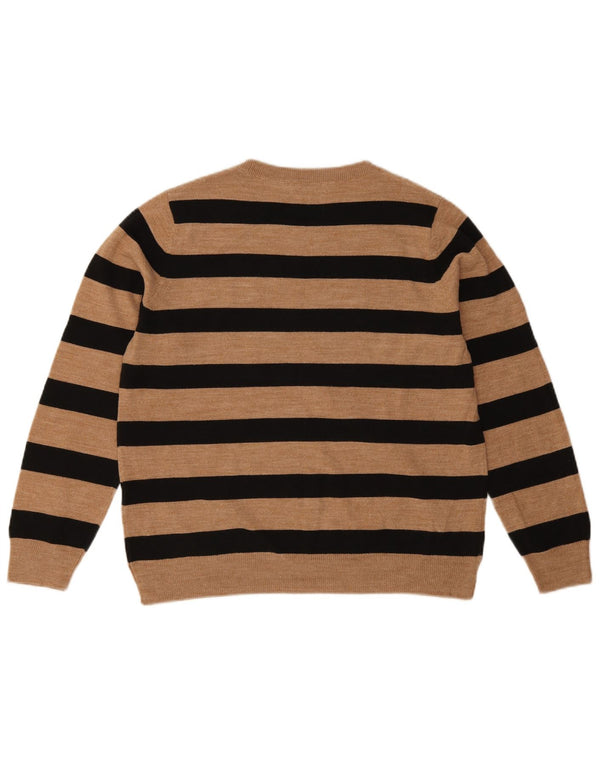 Marks & Spencer Γυναικείο πουλόβερ με λαιμόκοψη UK 16 Large Beige ριγέ