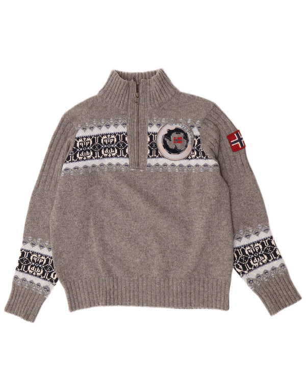 Ανδρικό πουλόβερ Napapijri Geographic με φερμουάρ, Medium Grey Fair Isle