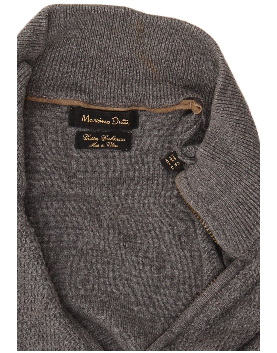 Massimo Dutti Ανδρικό πουλόβερ ζακέτα με φερμουάρ XL γκρι