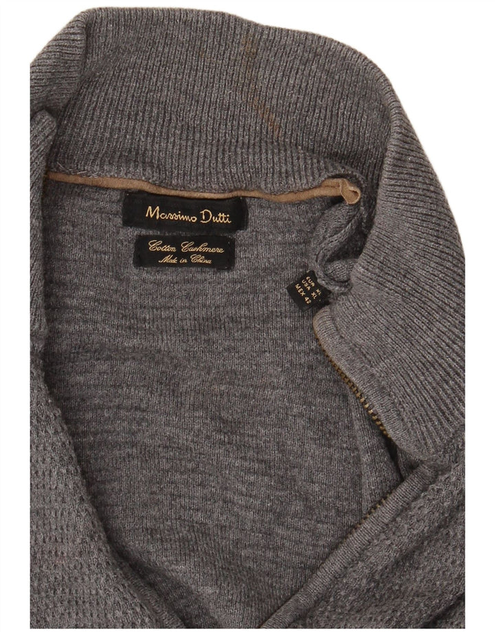 Massimo Dutti Ανδρικό πουλόβερ ζακέτα με φερμουάρ XL γκρι