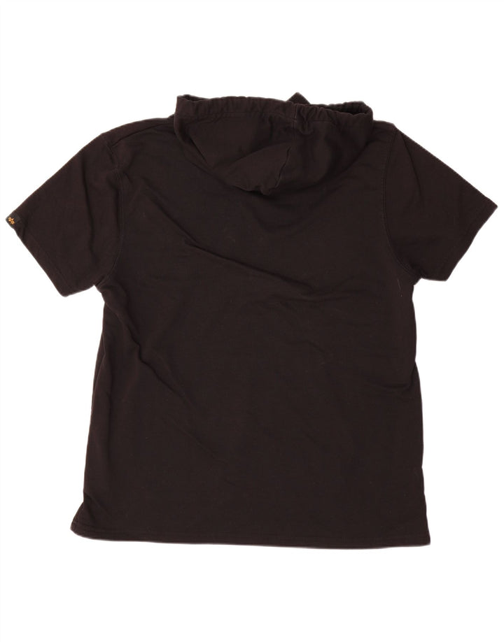 ALPHA INDUSTRIES Ανδρικό γραφικό κοντομάνικο μπλούζα με κουκούλα XL μαύρο βαμβακερό