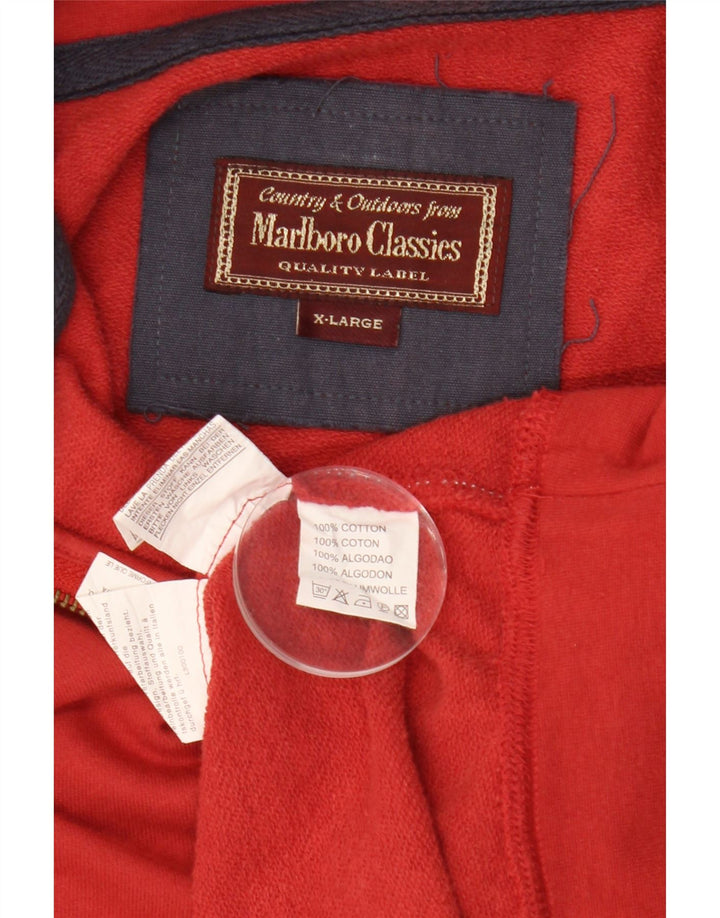 MARLBORO CLASSICS Ανδρικό φούτερ με φερμουάρ Jumper XL Κόκκινο βαμβακερό
