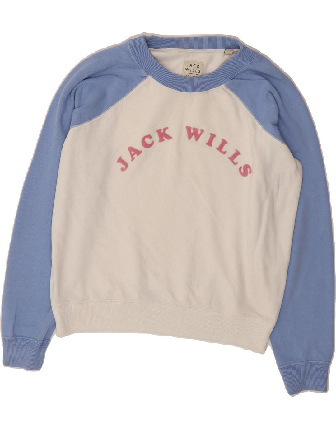 JACK WILLS Womens Oversized Sweatshirt Jumper UK 8 Small White Colourblock Vintage Jack Wills and Second-Hand Jack Wills from Messina Hembry 