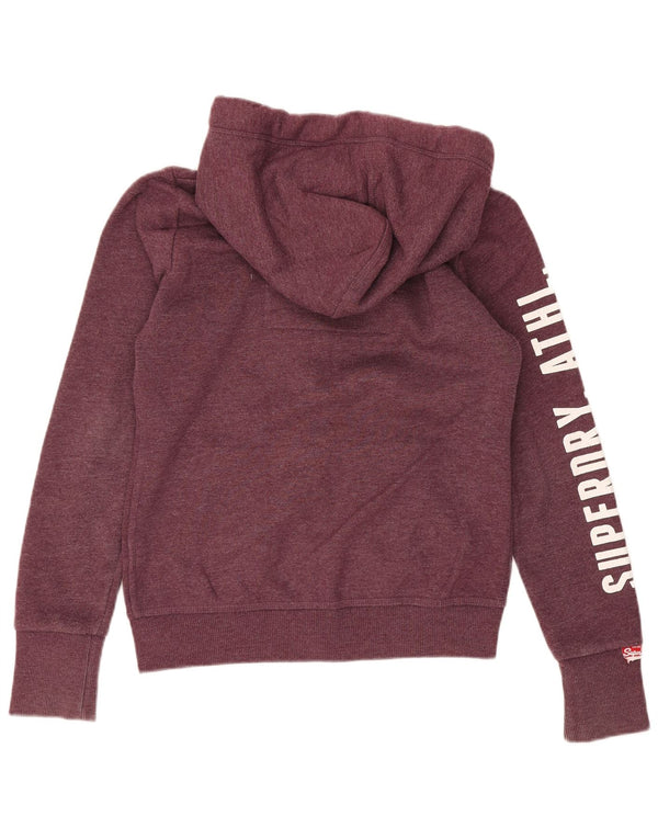 Superdry Γυναικείο πουλόβερ με κουκούλα με φερμουάρ UK 10 μικρό βαμβακερό μπορντό
